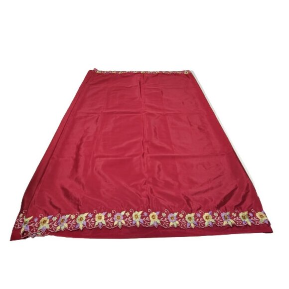 Maroon Burgundy Saree with colorful floral embroidery - Unstitched- NEW - Picture 3 of 10